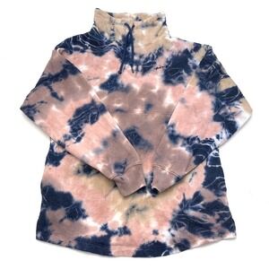 Victorias Secret Pink Varsity Cowl Sweater Jacket Top Ensign Beige Tie Dye Small